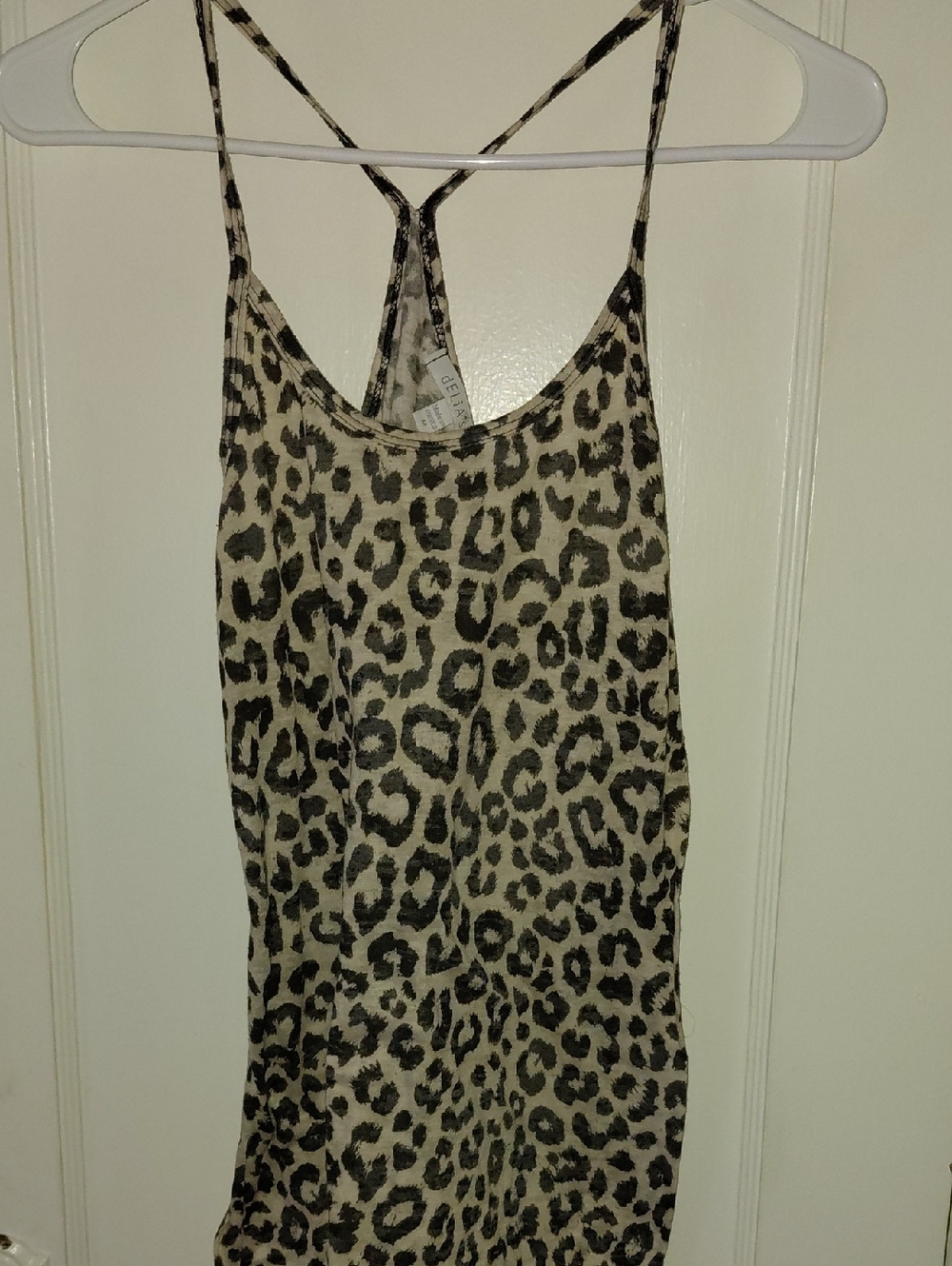 dELiA*s Gray and Cream Leopard Cami Tank